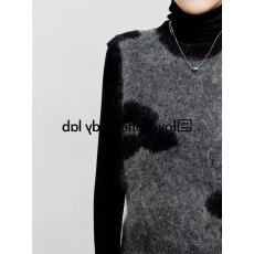 批发马海毛提花拼接无袖<b class='q'>背心</b>毛衣女秋季新款叠穿高级圆领<b class='q'>针织</b>马甲上衣