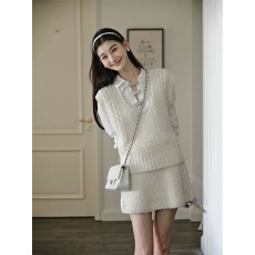 批发夏洛特 高含毛特种纱绞花套装精梳棉针织两件套<b class='q'>女</b>