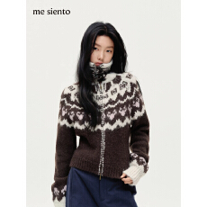 批发<b class='q'>明星</b><b class='q'>同款</b> 26SS高领费尔岛毛衣双拉链针织开衫修身