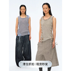 批发设计感手工穿绳绑带飘带<b class='q'>宽松</b>休闲针织背心上衣