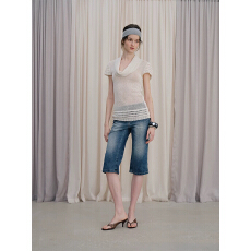 批发荡领针织镂空<b class='q'>短袖</b>女春夏新款通勤内搭针织上衣