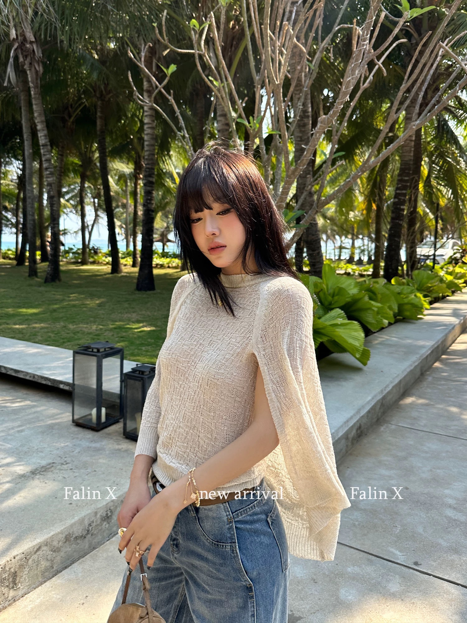 민소매 망토 니트 스웨터 여성 여름 얇은 스타일 라운드 넥 디자인 센스 작은 대중 맨위
