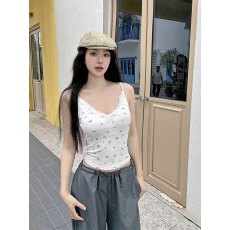 批发 原版做法  有蝴蝶结带胸垫肩带可调碎花蕾丝辣妹吊带背心女