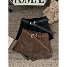 批发实价实拍~秋季新款辣妹显瘦显高开叉防走光鹿绒皮<b class='q'>裤裙</b>休闲A字<b class='q'>短</b>裙