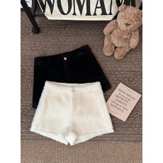 批发实价实拍~秋冬新款复古水貂显瘦软糯高腰加厚百搭短裤