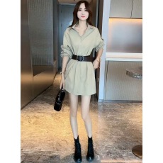 批发2025秋季流行爆款衬衫连衣裙女新款高级感气质<b class='q'>通勤</b>收腰漂亮短裙