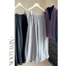 批发加绒加厚仿羊绒花苞阔腿裤女秋冬2025<b class='q'>新款</b>高腰宽松垂感九分休闲裤