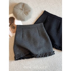 批发亮闪闪星空呢子<b class='q'>半身裙</b>女2025秋冬新款木耳边裙摆a字包臀毛呢短裙