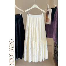 批发加绒加厚蕾丝半身裙女秋冬新款松紧高腰显瘦a字中长大摆蛋糕裙子