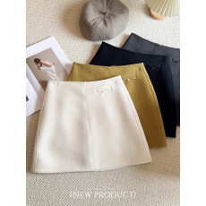 批发韩系毛呢a字半身裙女2025秋冬季新款小个子加厚高腰包臀裙短裙子