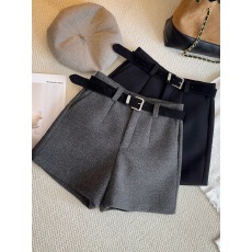 批发灰色加厚毛呢西装短裤女<b class='q'>秋</b>冬2025高腰保暖显瘦宽松a字阔腿靴裤潮