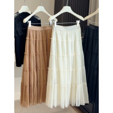 批发多层<b class='q'>网纱</b>拼接蕾丝蛋糕裙女早春新款松紧腰中长款垂感大摆半身裙子