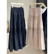 批发镂空钩花半身裙女高级感气质2026春<b class='q'>夏季</b>新款高腰a字中长蛋糕裙子