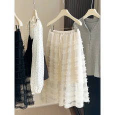 批发高级感气质层层网纱蛋糕裙女2026春夏时尚高腰镂空透视裙五分中裙