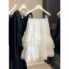 批发甜美小<b class='q'>清新</b>蕾丝荷叶花边半身裙2026春夏季新款高腰蛋糕裙蓬蓬中裙