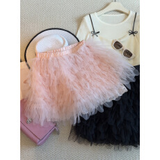 批发2026春夏新款多层褶皱<b class='q'>蓬蓬</b>网纱蛋糕半身裙女高腰显瘦A字包臀<b class='q'>短裙</b>