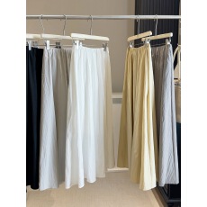 批发日韩褶皱慵懒山本裙女春夏百搭高腰显瘦遮跨休闲a字大摆半身<b class='q'>长裙</b>