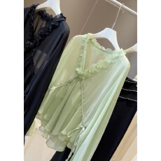 批发气质<b class='q'>V领</b>长袖雪纺衫女夏季2026新款韩版宽松显瘦洋气时尚薄款上衣