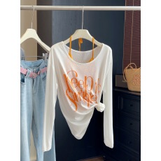批发白色字母防晒长袖t恤女夏季2026新款宽松挂脖内搭吊带<b class='q'>背心</b>两件套