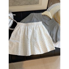 批发白色碎花半身裙女夏季新款高腰宽松百搭小个子a字松紧腰花苞短裙