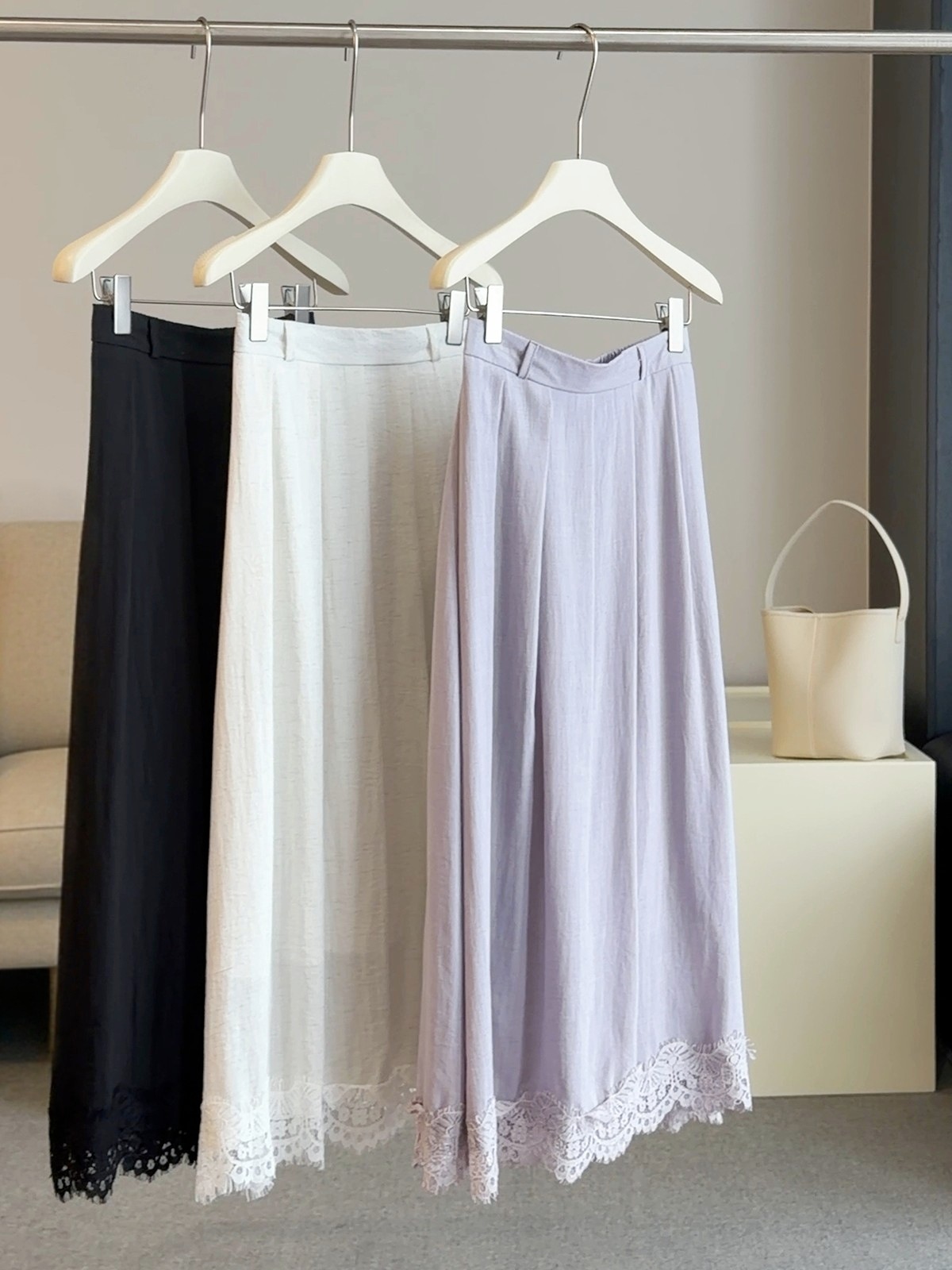 면 린넨 레이스 조각 반신 스커트 여성 여름 새로운 하이웨이스트 표지 넓적 다리 슬림해 보이는 도루 센스 한 마디 부드러운 품격 치마