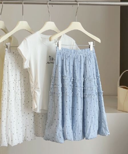 프랑스식 프릴 꽃무늬 꽃밭 반신 스커트 여성 여름 새로운 부드러운 연령 감소 하이웨이스트 슬림해 보이는 한 마디 중 치마