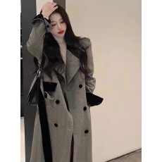 批发灰色长款呢子大衣女毛呢外套秋冬季高级感小个子2025新款加厚气质