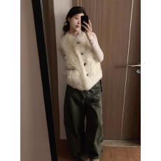 批发皮毛一体双面穿无袖马甲外套女<b class='q'>秋</b>冬加厚叠穿保暖马夹背心坎肩上衣