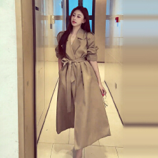 批发卡其色风衣外套女中长款2025秋季新款韩系收腰气质正肩小个子大衣