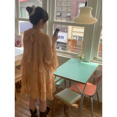 批发韩国ins 立领荷叶边防晒<b class='q'>长袖</b>连衣裙喇叭袖花边a字短裙