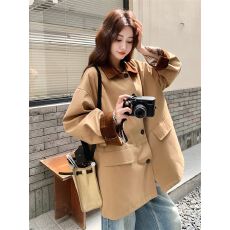 批发卡其色撞色拼接风衣外套女春<b class='q'>秋</b>2025新款英伦风时尚休闲chic大衣潮