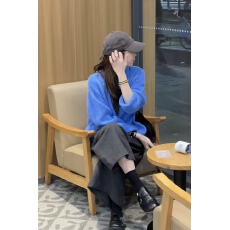 批发秋冬韩系百搭软糯休闲套头<b class='q'>糖果</b><b class='q'>色</b>毛衣➕毛呢阔腿裤套装