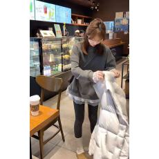 批发抖音爆款设计感花边加绒卫衣加加绒<b class='q'>打底裤</b>加棉服马甲套装