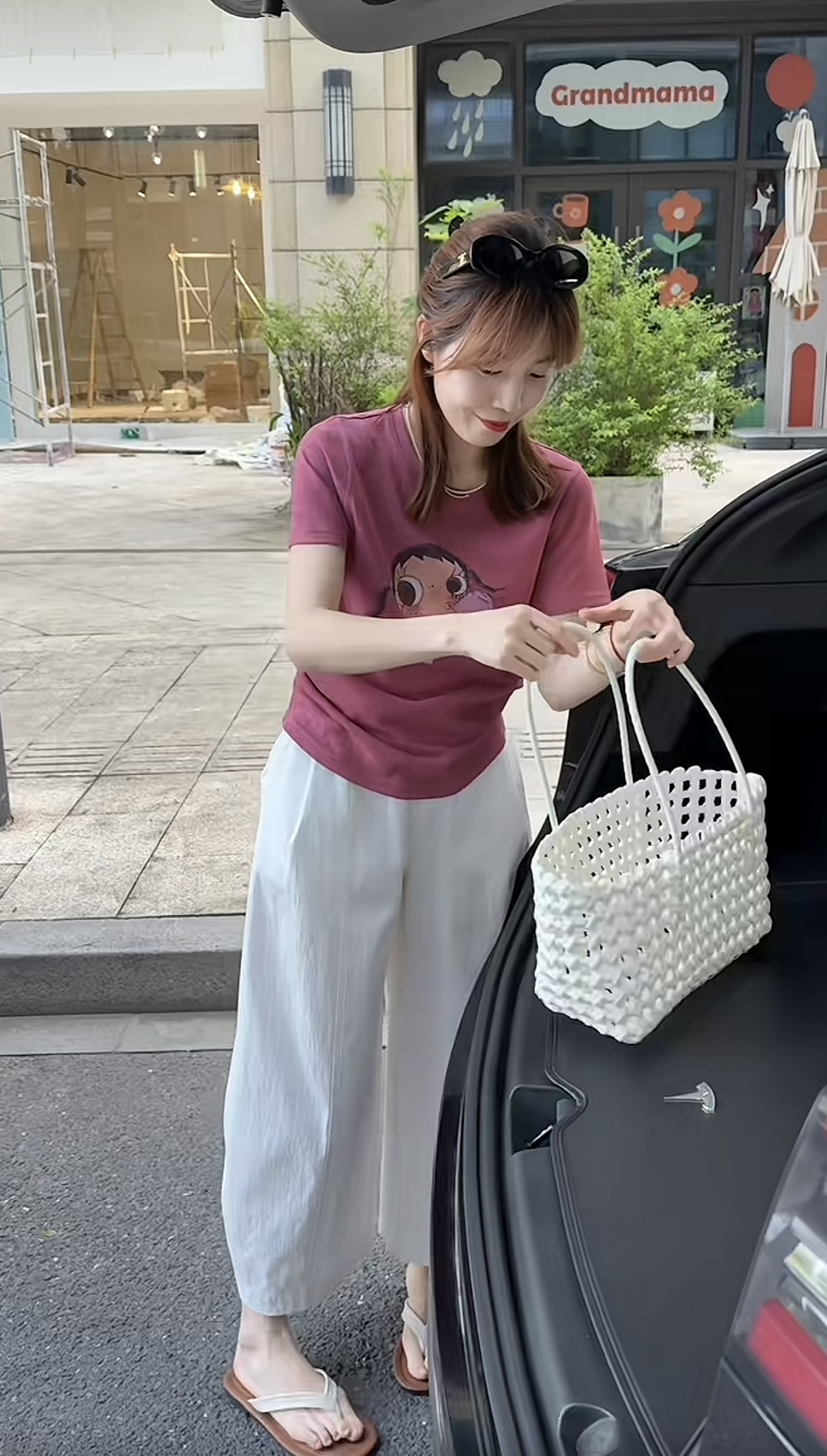 qiongqiong 인력 섹션 슈퍼 귀여운 ~ 중 거품 불기 소녀 슬림해 보이는 다용도 반팔 티셔츠 바지