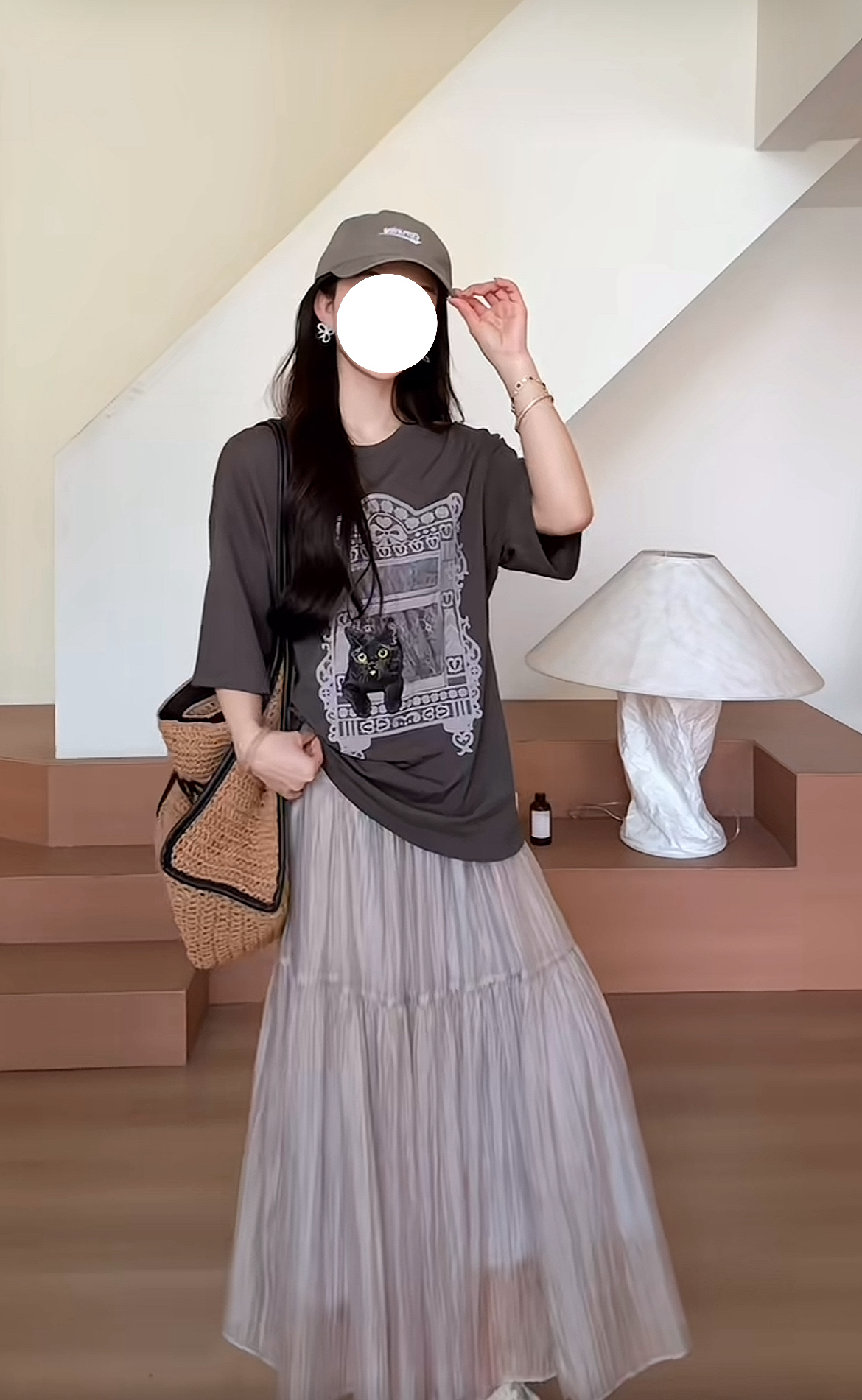 흔들어서 톤 폭발 프린트 t 반 스커트 세트
