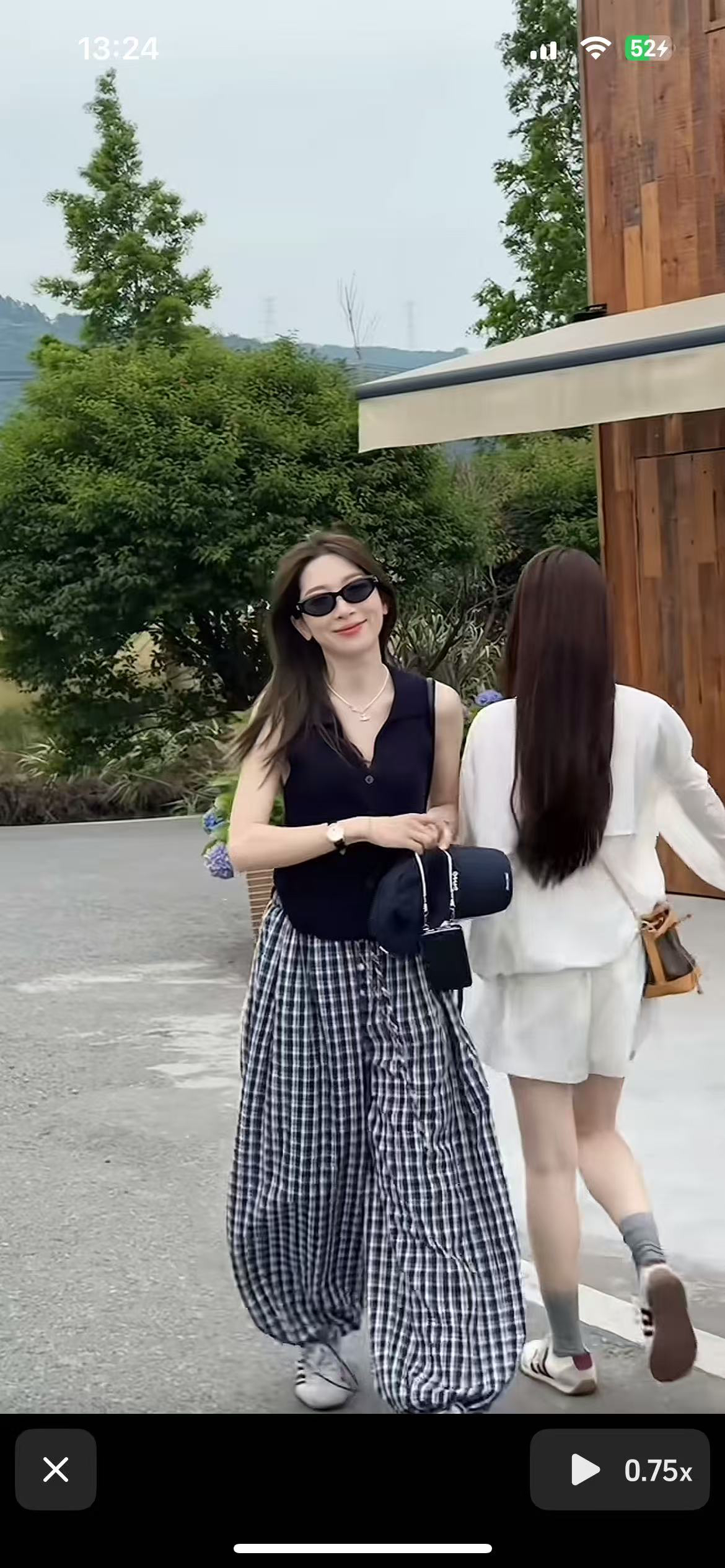 여름 새로운 한 부서 루즈핏 다용도 외국 가스 미니멀리즘 니트 스웨터 루즈핏 슬림해 보이는 한 부서 체크무늬 바지 세트