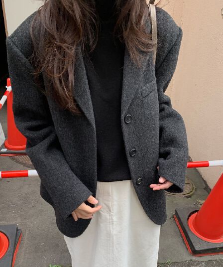 재고 있음 한국 동대문 레트로 품격 고급 센스 영국식 바람 다용도 캐주얼 모직 블레이저 3 색 여성