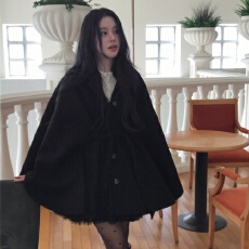 批发有货 韩国小众气质氛围感斗篷毛呢<b class='q'>外套</b>温柔风减龄系带呢子<b class='q'>大</b>衣<b class='q'>女</b>