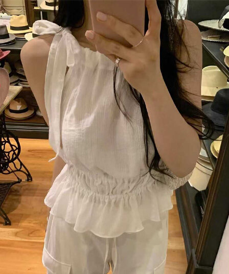 한 부서 프랑스식 품격 나비 넥타이 행침 목 조끼 허리 수축 프릴 민소매 맨위
