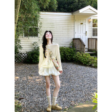 批发实拍实价  慵懒风长袖针织透明防晒衣女夏季印花休闲上衣