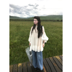 批发实拍实价 <b class='q'>灯笼</b>袖<b class='q'>连衣裙</b>女四季款长袖复古宽松大摆长裙