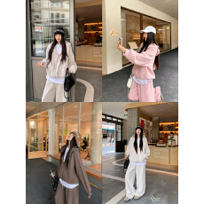 批发实拍实价 高克重加厚双面奥粒绒韩系懒人连帽卫衣+绒感休闲裤