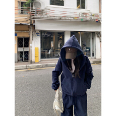 批发实拍实价 双面奥粒绒韩系懒人连帽卫衣+绒感休闲裤