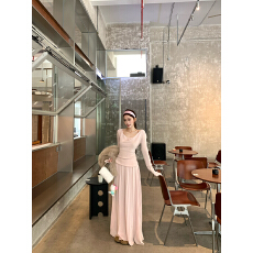 批发实拍实价 纯欲荡领针织<b class='q'>上衣</b>针织大<b class='q'>裙摆</b>半裙套装