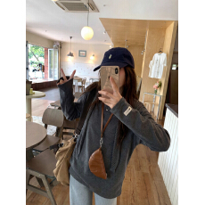 批发实拍实价 基础打底双面抓绒长袖贴标T恤宽松内搭打底衫