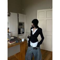 批发美式辣妹长袖t恤女秋<b class='q'>冬</b>穿搭手工海星钉扣修身显瘦内搭打底衫上衣