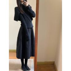 批发法式高领毛衣针织连衣<b class='q'>裙</b>子女秋冬季2025新款高级感小个子香风套装