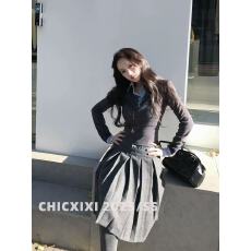 批发复古学院风小众设计感高腰半身<b class='q'>裙</b>女显瘦百褶<b class='q'>裙</b>中<b class='q'>裙</b>