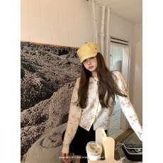 批发花束日报 韩系小众碎花针织开衫秋冬显瘦长袖毛衣外套女