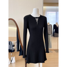 批发实拍~灰色针织内搭<b class='q'>连衣裙女</b>掐腰小裙子